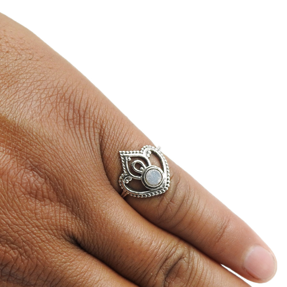 Druzy Gemstone Ring 925 Sterling Silver Handmade Jewelry