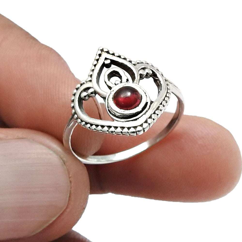 Garnet Gemstone Solid Sterling Silver Band Anniversary Wife Crown Ring