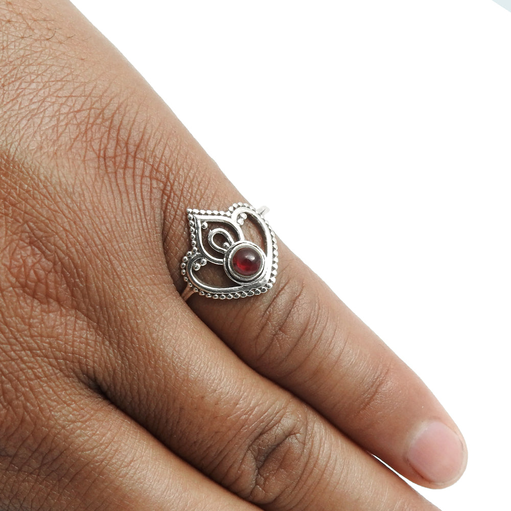 Garnet Gemstone Solid Sterling Silver Band Anniversary Wife Crown Ring