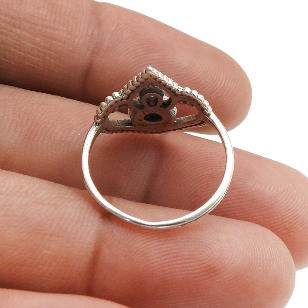 Garnet Gemstone Solid Sterling Silver Band Anniversary Wife Crown Ring