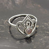 Natural Rose Quartz 925 Sterling Silver Band Wife Crown Promise Ring