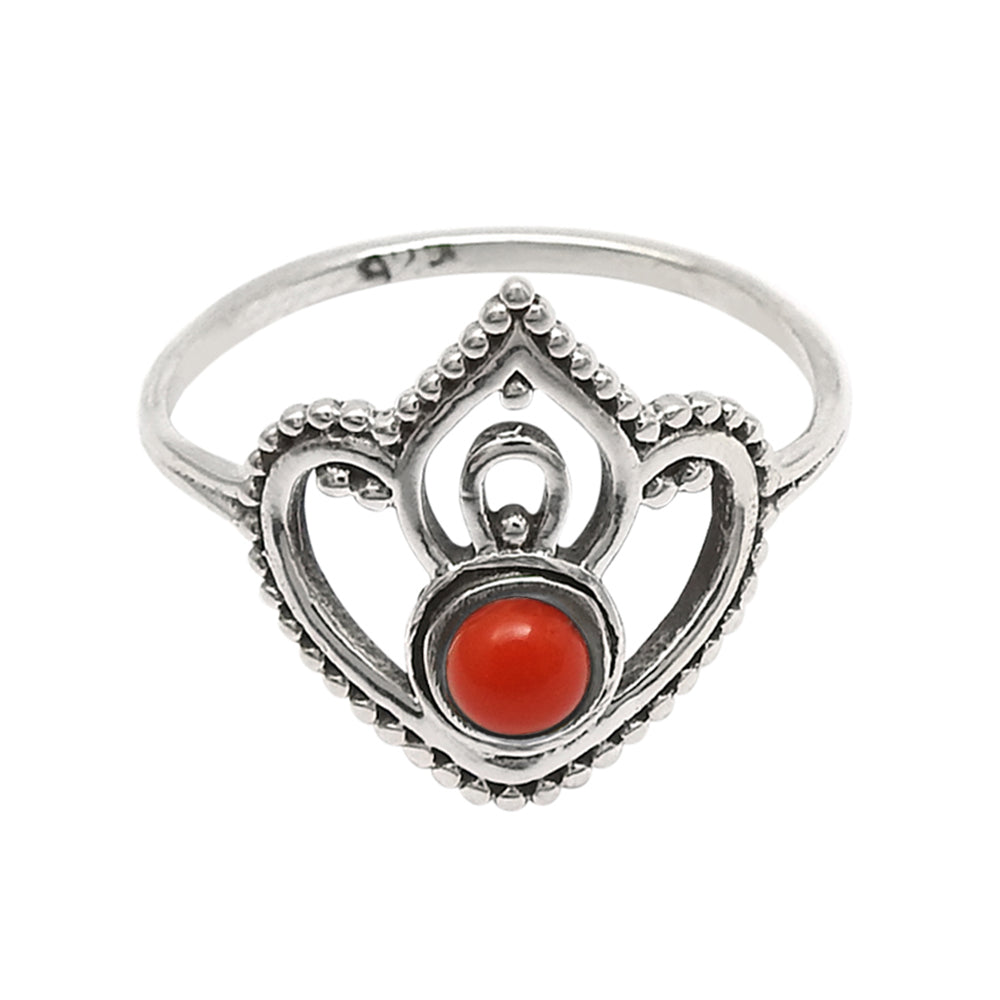 Round Natural Red Onyx Wife Crown Wedding Band New Ring 925 Sterling Silver