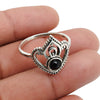 Black Onyx Gemstone 925 Sterling Silver Wedding Crown Trendy Band Ring