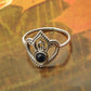 Black Onyx Gemstone 925 Sterling Silver Wedding Crown Trendy Band Ring