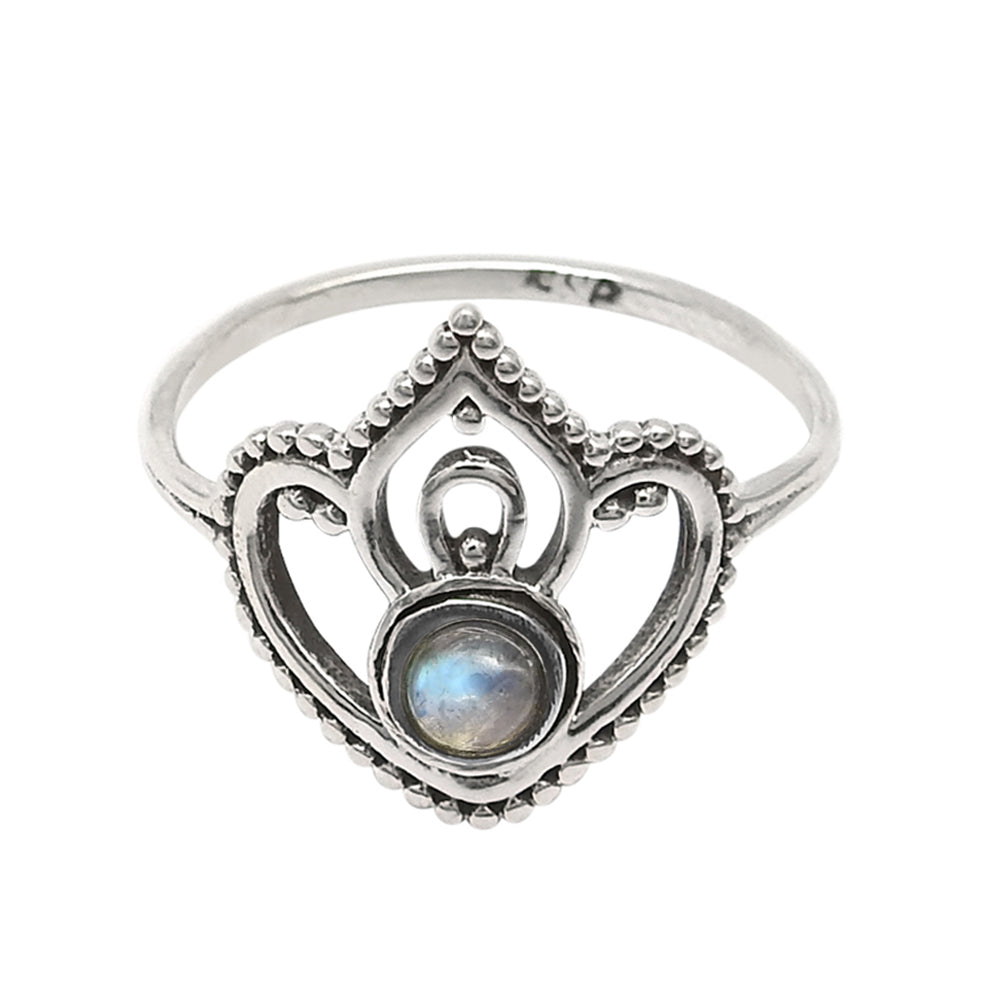 Labradorite Gemstone 925 Solid Silver Band Crown Boho Ring Jewelry