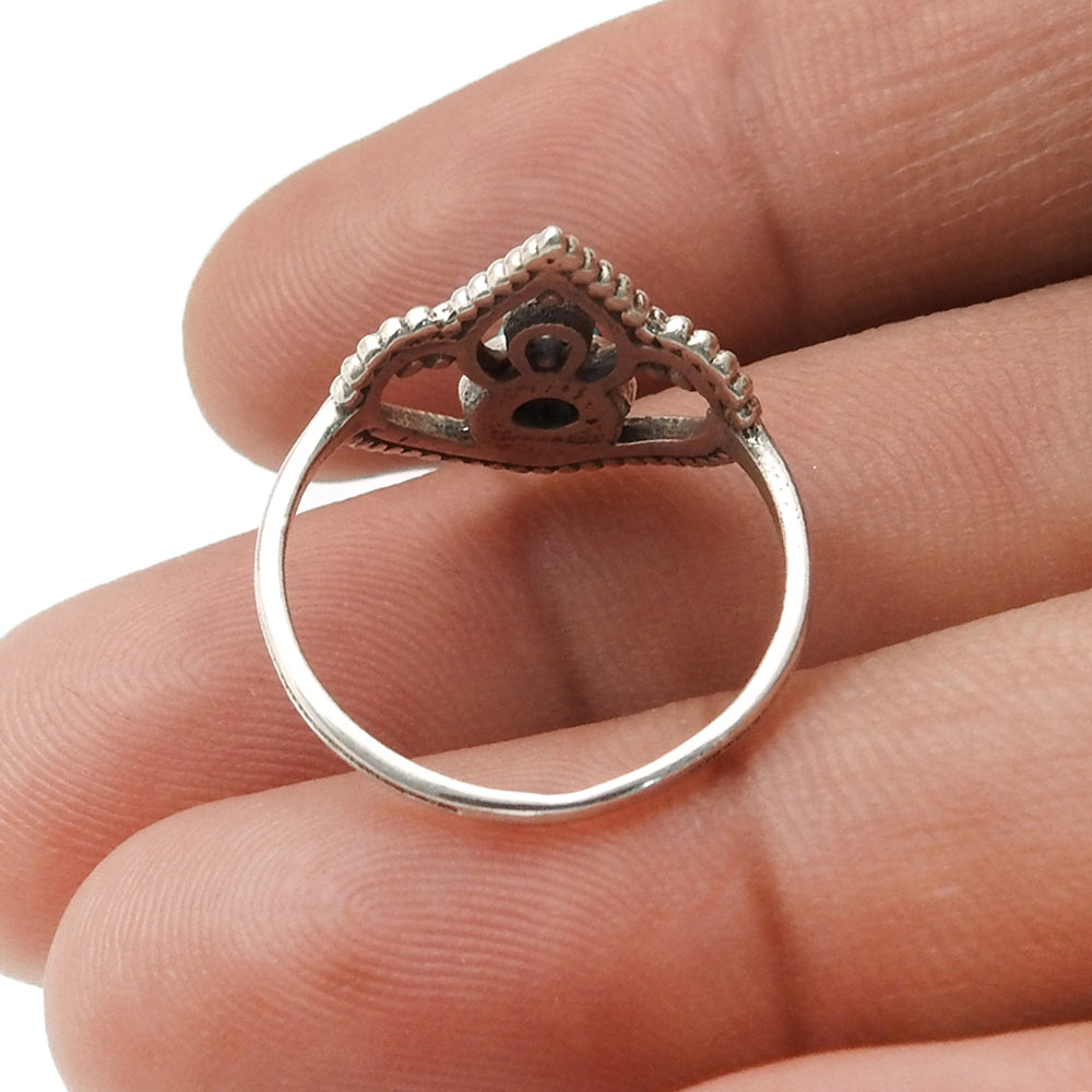 Labradorite Gemstone 925 Solid Silver Band Crown Boho Ring Jewelry