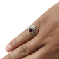 Garnet Stone January Birth Unique Band Crown Bezel Ring 925 Solid Silver