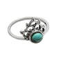 Round Turquoise Gemstone Solid Sterling Silver Wife Crown Bezel Band Ring