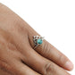Round Turquoise Gemstone Solid Sterling Silver Wife Crown Bezel Band Ring