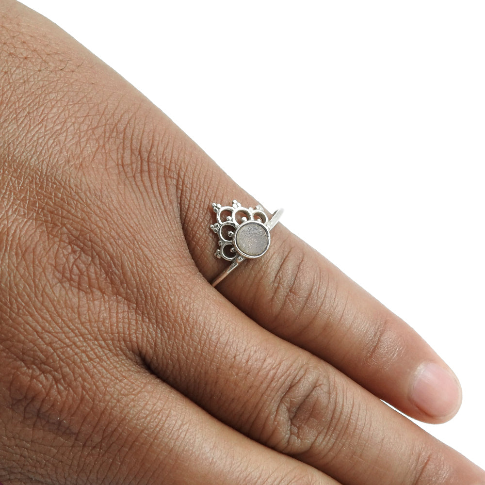 Druzy Gemstone Ring 925 Sterling Silver Indian Handmade Jewelry