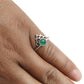 Natural Green Onyx Art Deco Band Statement Crown Ring 925 Sterling Silver