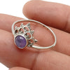 Round Amethyst Stone Crown Artisan New Band Engagement Ring Solid Silver