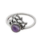 Round Amethyst Stone Crown Artisan New Band Engagement Ring Solid Silver