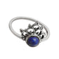 Round Throat Chakra Lapis Lazuli Gemstone Crown Wife Band Ring 925 Silver