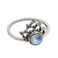 Rainbow Moonstone Stone Wife Crown Statement Wedding Band Ring Solid Silver