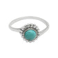 Round Turquoise Stone Solid Sterling Silver Bezel Band Wife Flower Ring