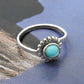 Round Turquoise Stone Solid Sterling Silver Bezel Band Wife Flower Ring