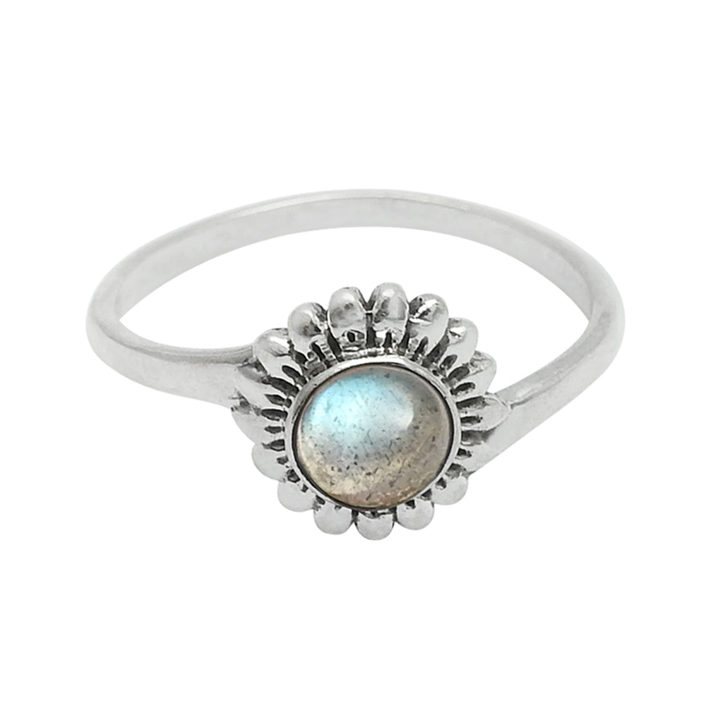 Labradorite Stone Sterling Silver Sister Anniversary Flower Cocktail Ring