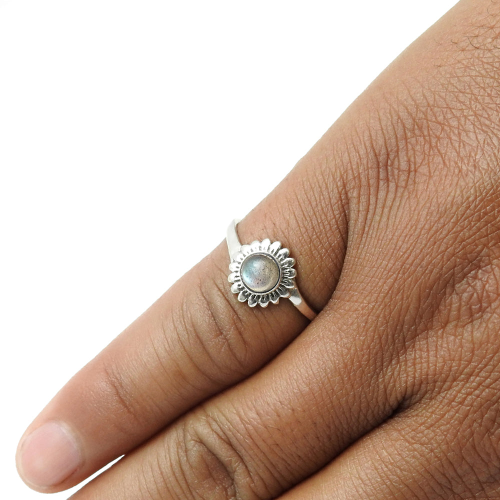 Labradorite Stone Sterling Silver Sister Anniversary Flower Cocktail Ring
