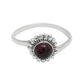 Round Natural Garnet Flower Bezel Band Birthday Ring 925 Sterling Silver
