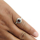 Round Natural Garnet Flower Bezel Band Birthday Ring 925 Sterling Silver