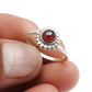 Round Natural Garnet Flower Bezel Band Birthday Ring 925 Sterling Silver