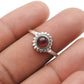 Round Natural Garnet Flower Bezel Band Birthday Ring 925 Sterling Silver