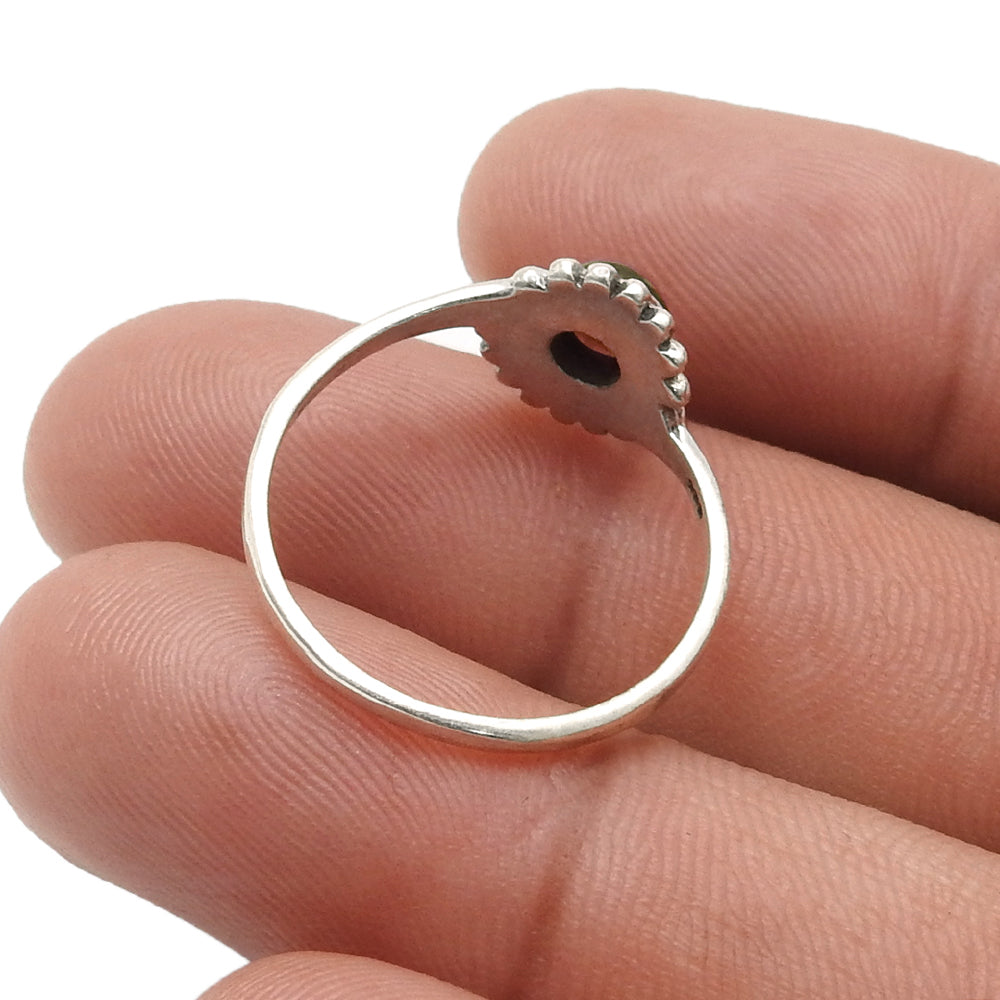 Natural Citrine Solid Silver Handmade Boho Band Bezel Promise Flower Ring