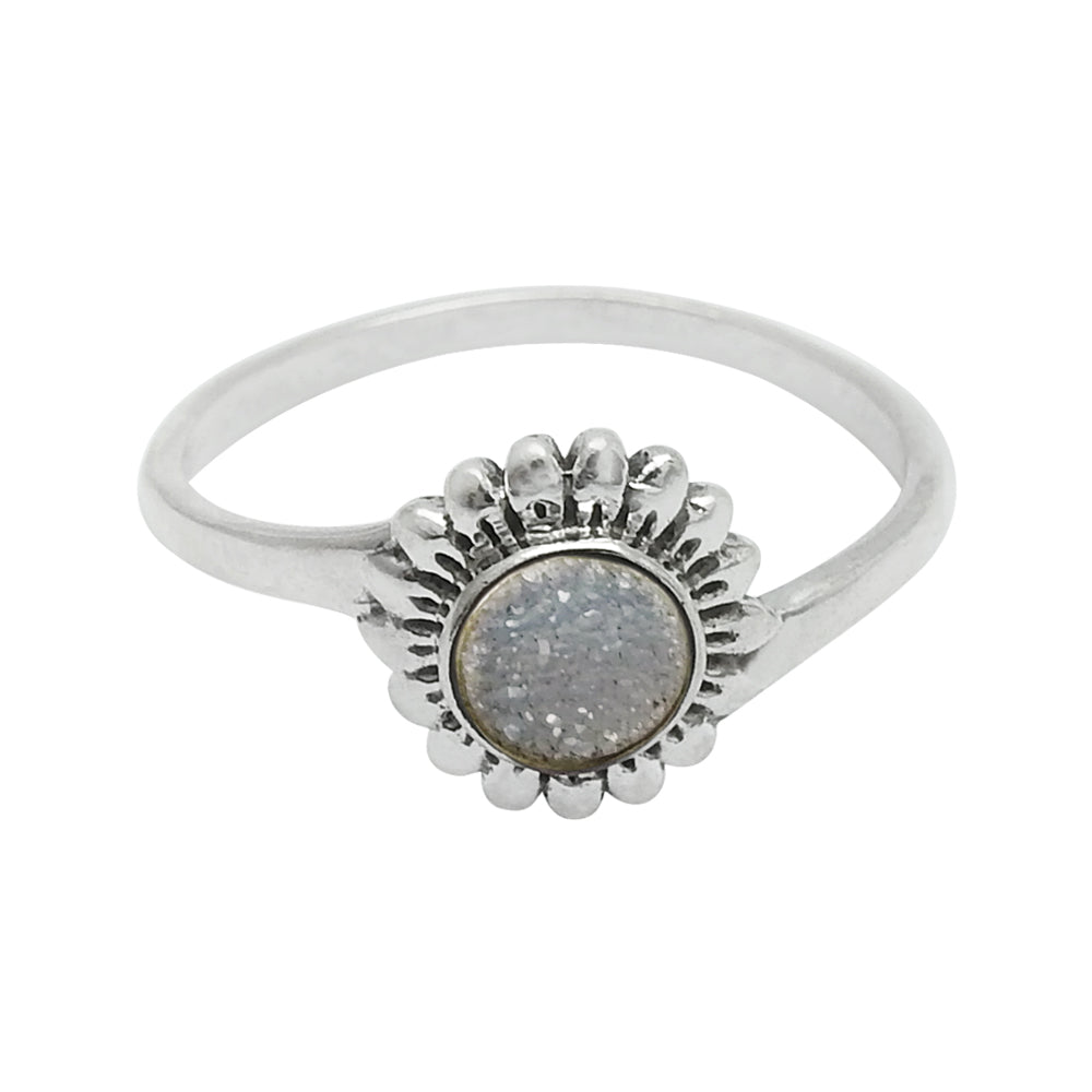 Druzy Gemstone Ring 925 Sterling Silver Handmade Indian Jewelry