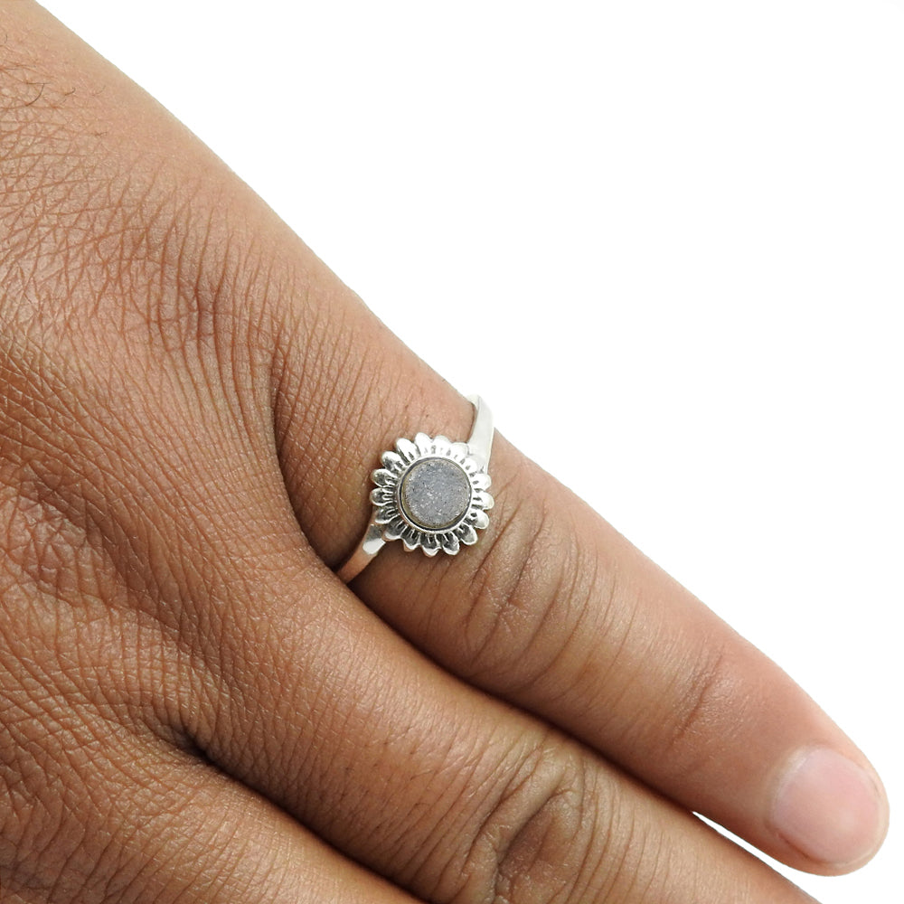 Druzy Gemstone Ring 925 Sterling Silver Handmade Indian Jewelry