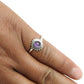 Natural Amethyst Solid Silver Engagement Flower Band Boho Birthday Ring