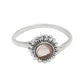 Round Rose Quartz Stone Solid Sterling Silver Sister Band Flower Ring