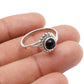 Round Black Onyx Stone Solid Sterling Silver Flower Ethnic Band Boho Ring