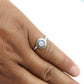 Round Natural Rainbow Moonstone Band Flower Boho Ring Solid Sterling Silver