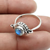Natural Rainbow Moonstone 925 Silver Daughter Band Crown Chakra Engagement Ring