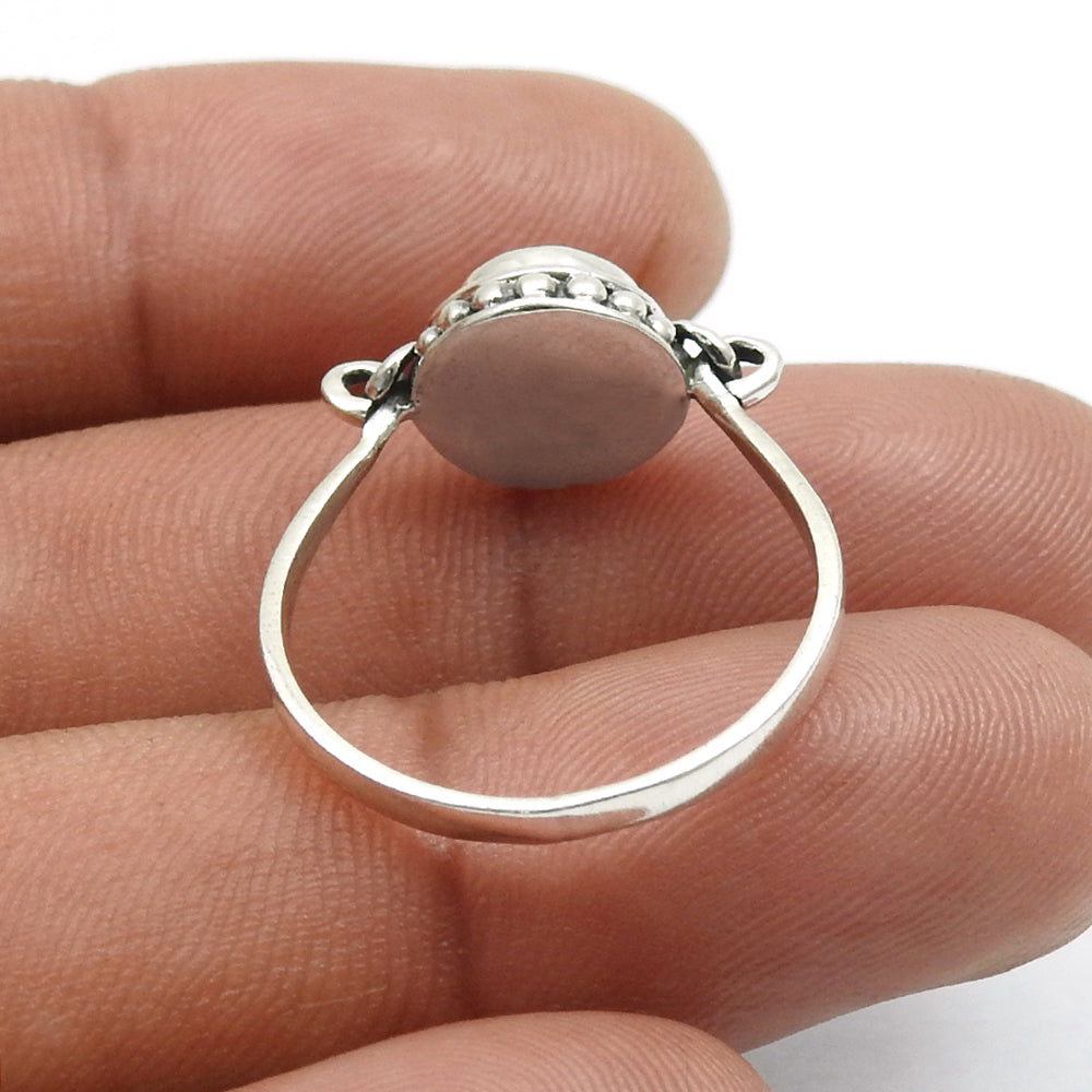 Natural Rainbow Moonstone 925 Silver Daughter Band Crown Chakra Engagement Ring