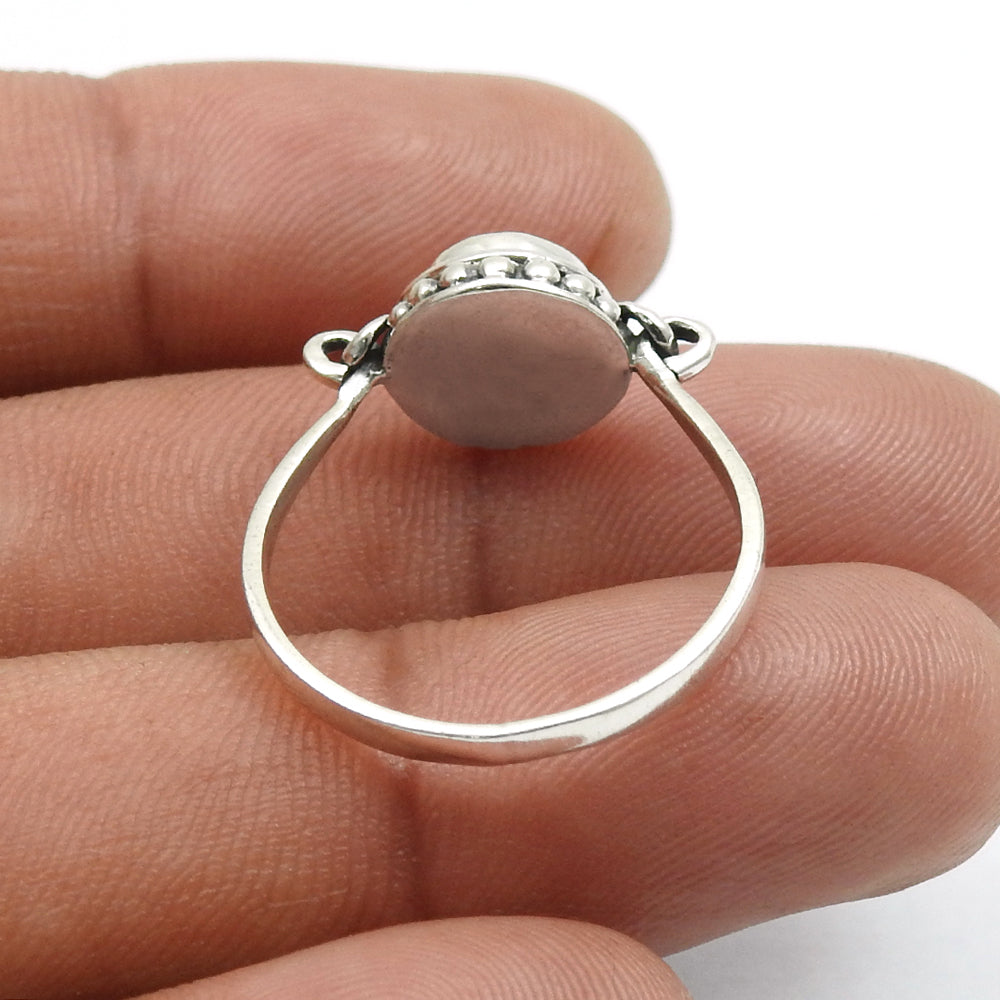 Turquoise Gemstone Daughter New Band Throat Chakra Bezel Ring Solid Silver