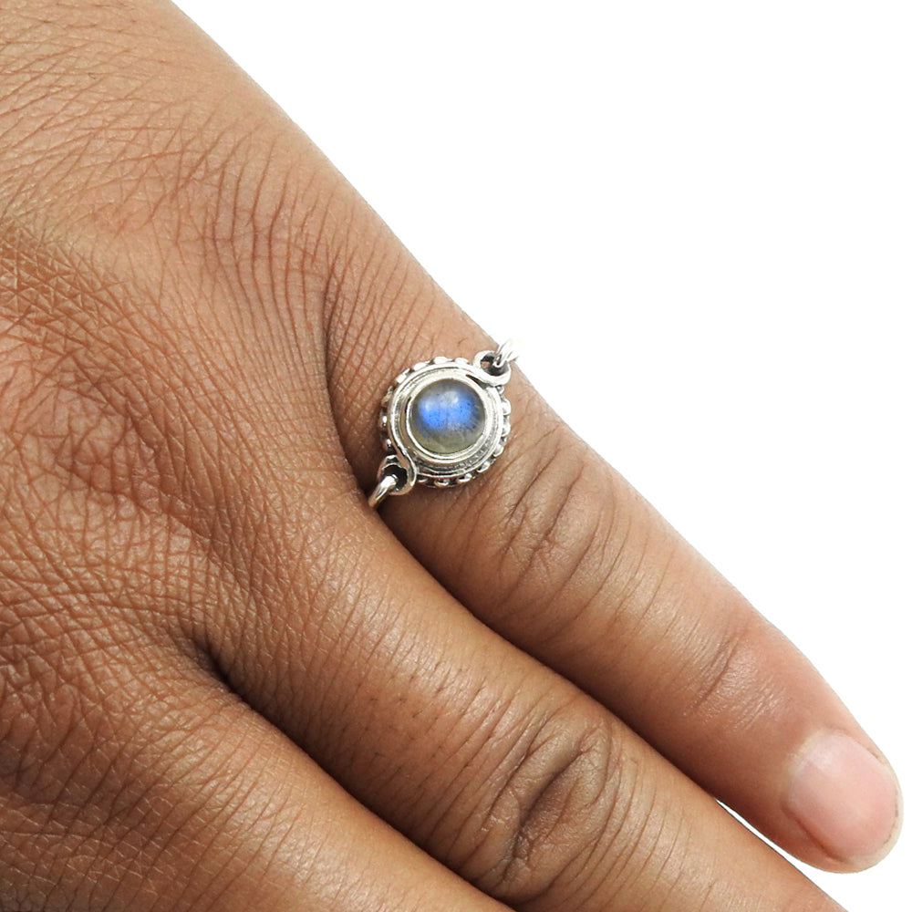 Sisters Day Sale Natural Labradorite Daughter Band New Ring Sterling Silver