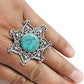 Turquoise Stone Elegant Artisan Sister Bezel Cocktail Handmade Ring 925 Silver