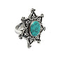 Turquoise Stone Elegant Artisan Sister Bezel Cocktail Handmade Ring 925 Silver