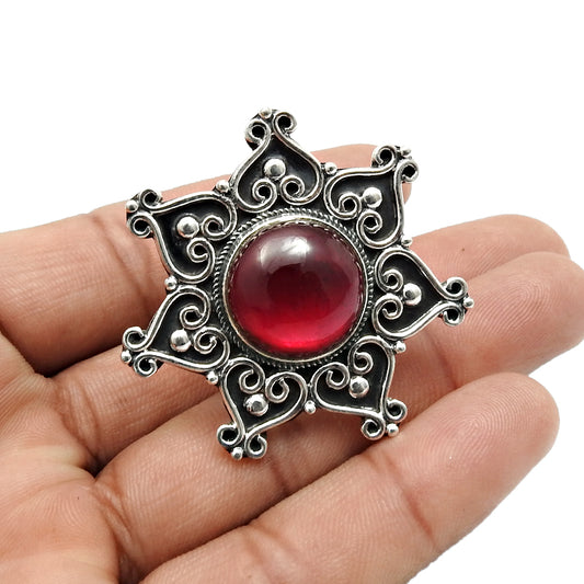 Glass Gemstone Ring 925 Sterling Silver Vintage Jewelry