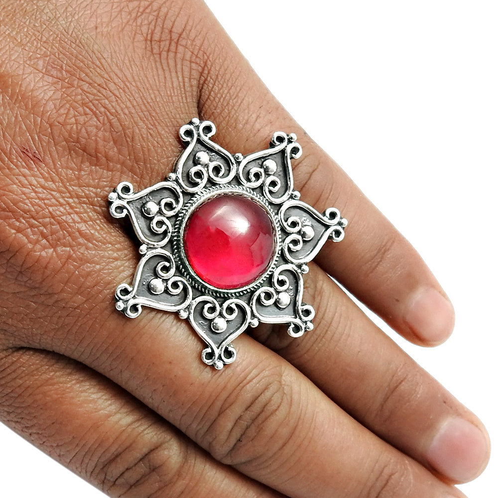 Glass Gemstone Ring 925 Sterling Silver Vintage Jewelry