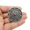 Round Natural Coral Cocktail Unique Antique Artisan Bezel Ring 925 Silver