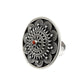 Round Natural Coral Cocktail Unique Antique Artisan Bezel Ring 925 Silver