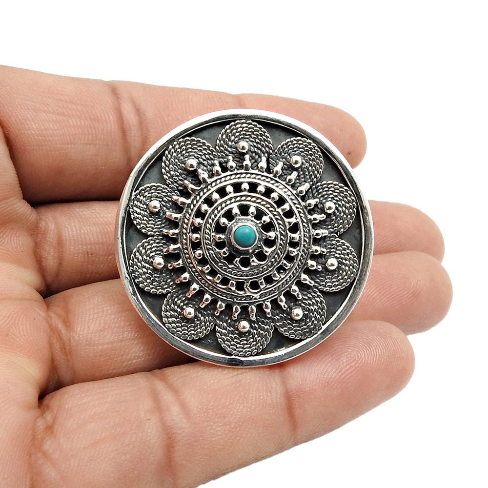 Round Natural Coral Cocktail Unique Antique Artisan Bezel Ring 925 Silver