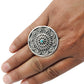Round Natural Coral Cocktail Unique Antique Artisan Bezel Ring 925 Silver