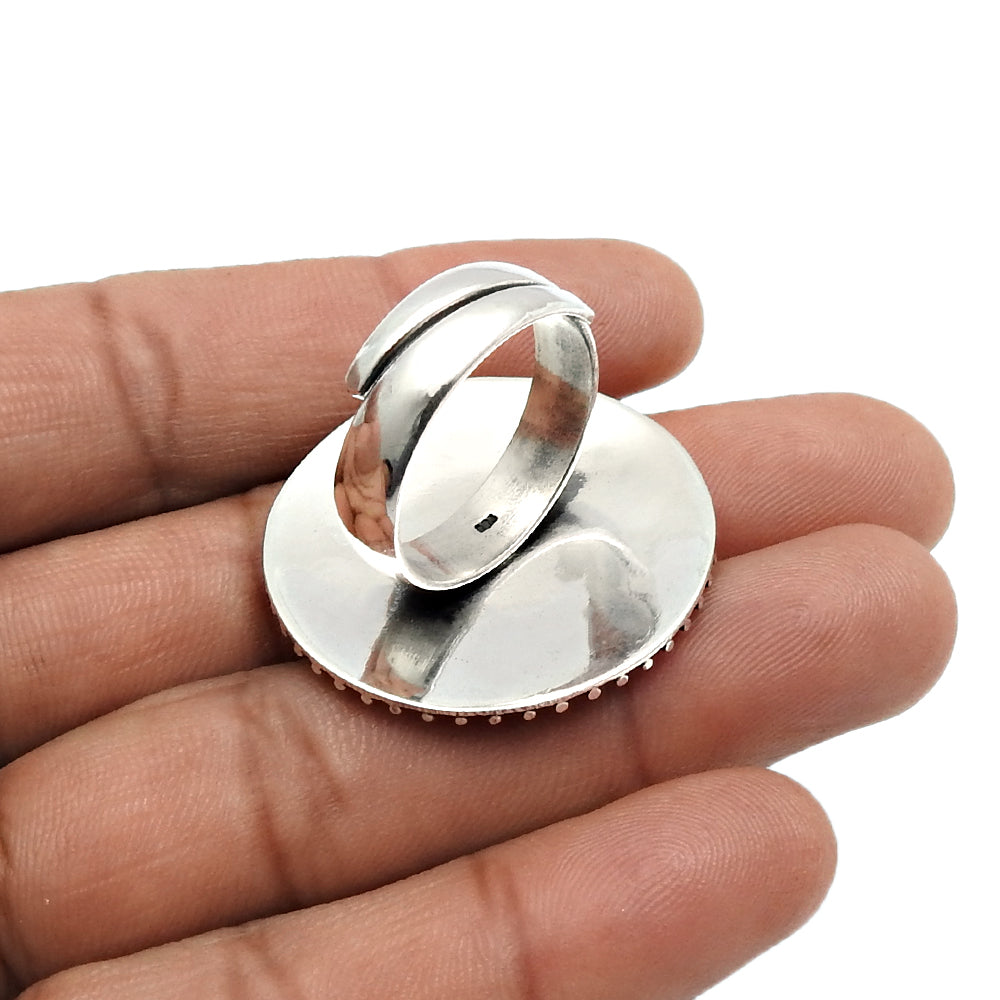 Turquoise Gemstone 925 Silver Antique Artisan December Cocktail Statement Ring