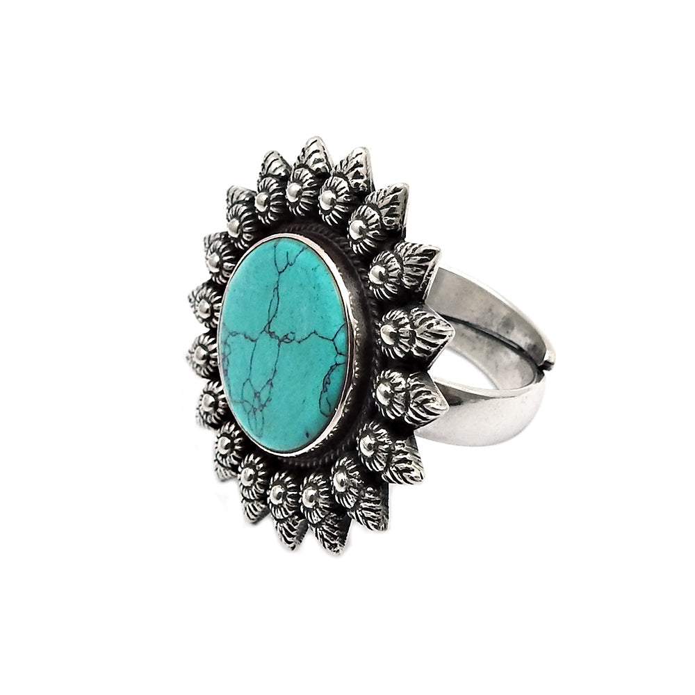 Turquoise Gemstone 925 Silver Cocktail Sister New Artisan Birthday Ring