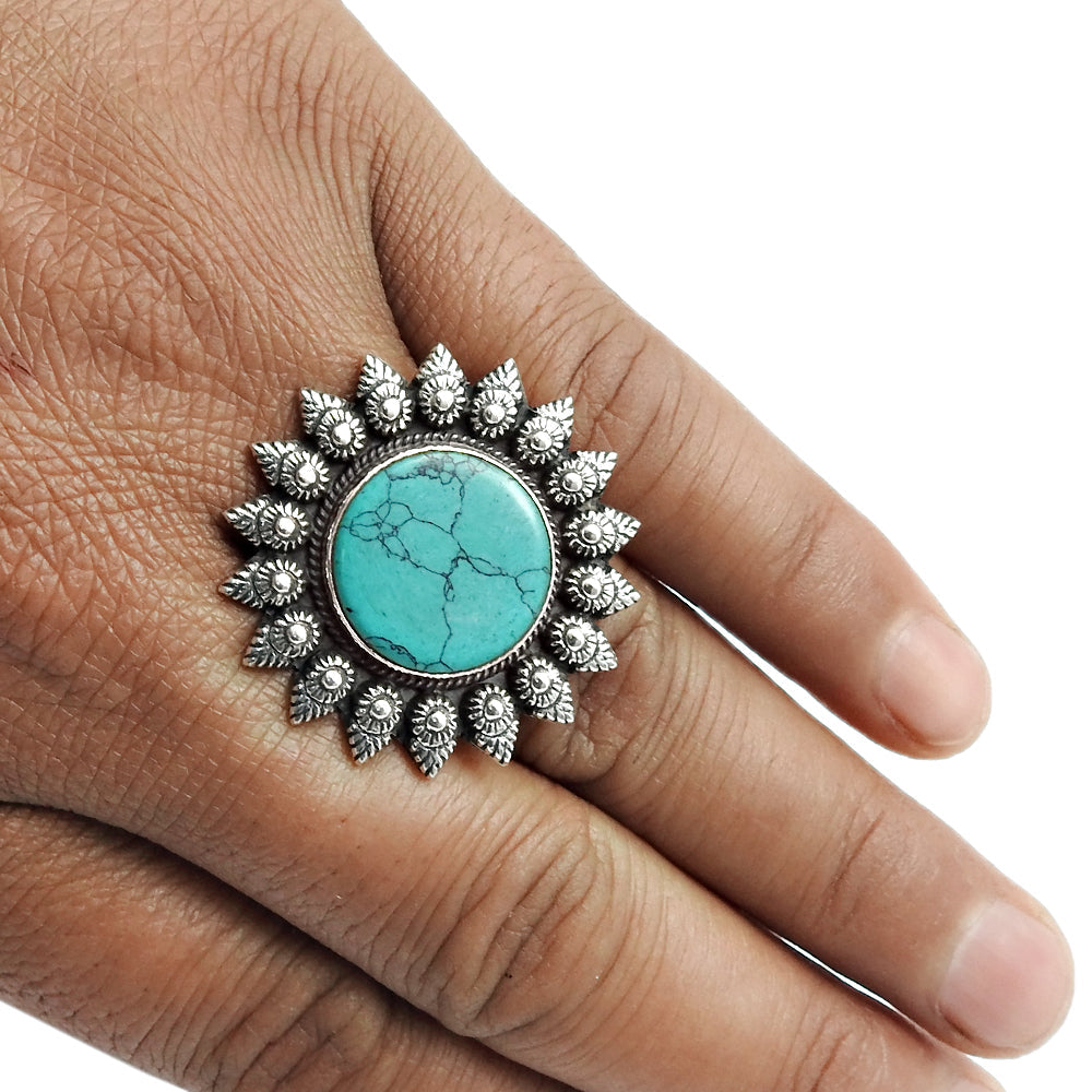 Turquoise Gemstone 925 Silver Cocktail Sister New Artisan Birthday Ring
