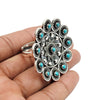 Natural Turquoise Boho Antique Artisan Cocktail Statement Ring 925 Silver